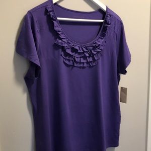 COPY - Cold water creek purple top with ruffles. NWT. Size XL